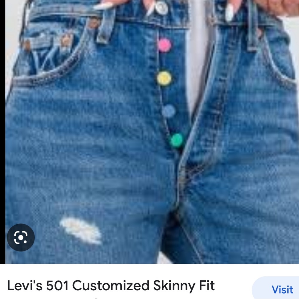 Levi’s 145 Years Limited Edition 501 S Premium Skinny Colorful Buttons RARE FIND